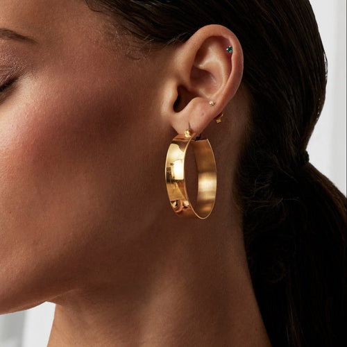 Large Round Trip Hoop Earrings