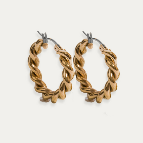 braided gold hoop earrings made with pure titanium ||TLEHLChGtG
