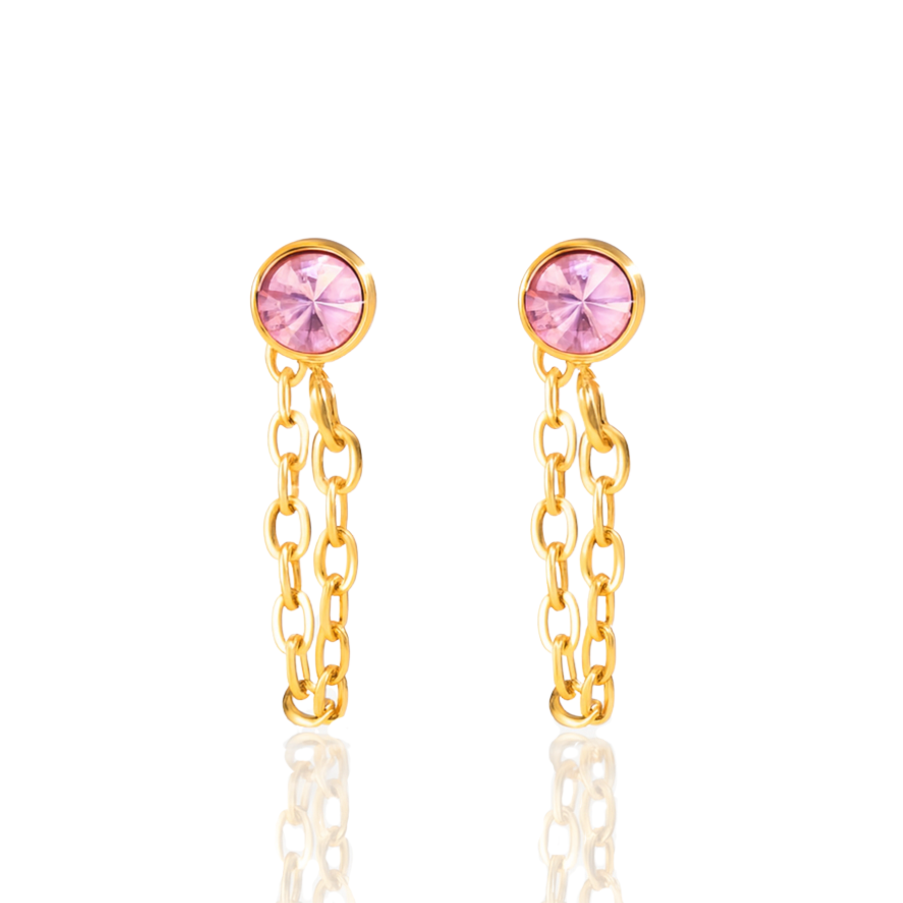 Hypoallergenic Titanium Crystal Chain Huggie Hoop Earrings | Tini Lux