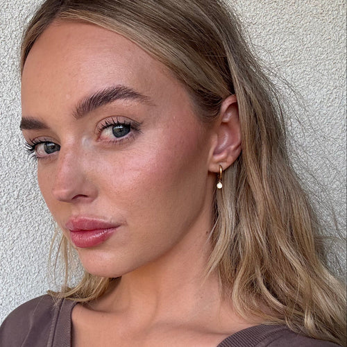 Pearl Charm Hoop Earrings