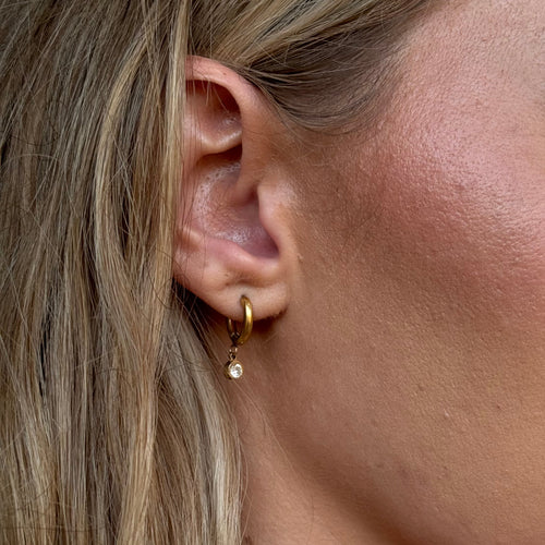 Birthstone Charm Hoop Earrings