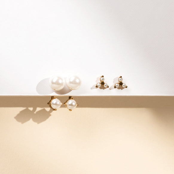 Large Charlotte Pearl Stud Earrings