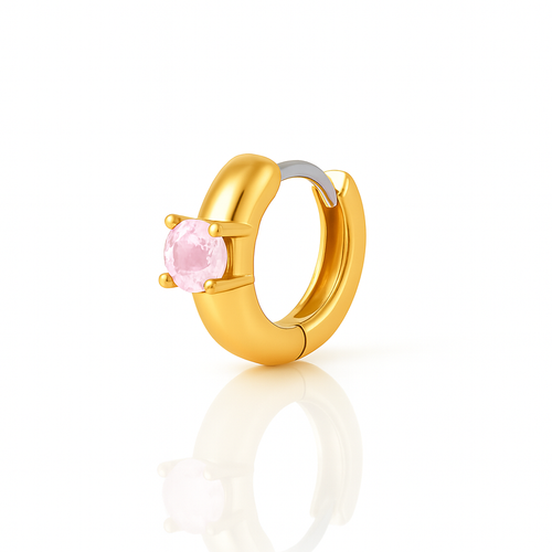 Single Gemstone Huggie Hoop Earring