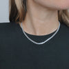 woman wearing hypoallergenic diamond tennis necklace