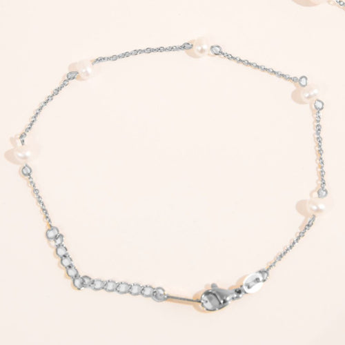 silver hypoallergenic pearl wedding bracelet for sensitive skin 