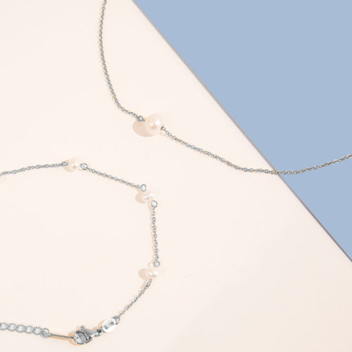 pearl necklace and bracelet nickel free bridal jewelry sets