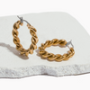 braided gold hoop earrings made with pure titanium 