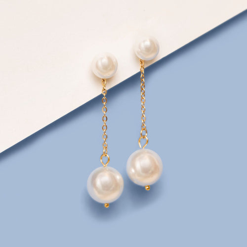 hypoallergenic pearl drop dangle earrings for bride ||TLEPearlDrpG