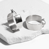 silver titanium lightweight flat hoop earrings ||TLEHfltS