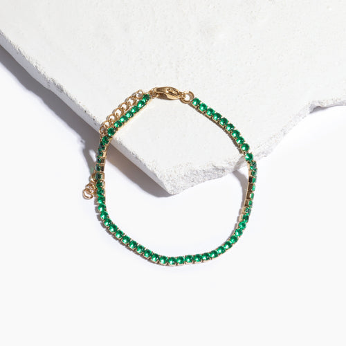 emerald green titanium tennis bracelet ||TLEEmlSetG