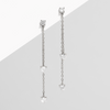silver hypoallergenic double chain drop earrings with crystal heart shaped gemstones ||TLSVickS