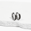 silver and onyx hoop earrings made with titanium ||TLEHKenS