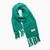 green wool scarf with tassels ||all